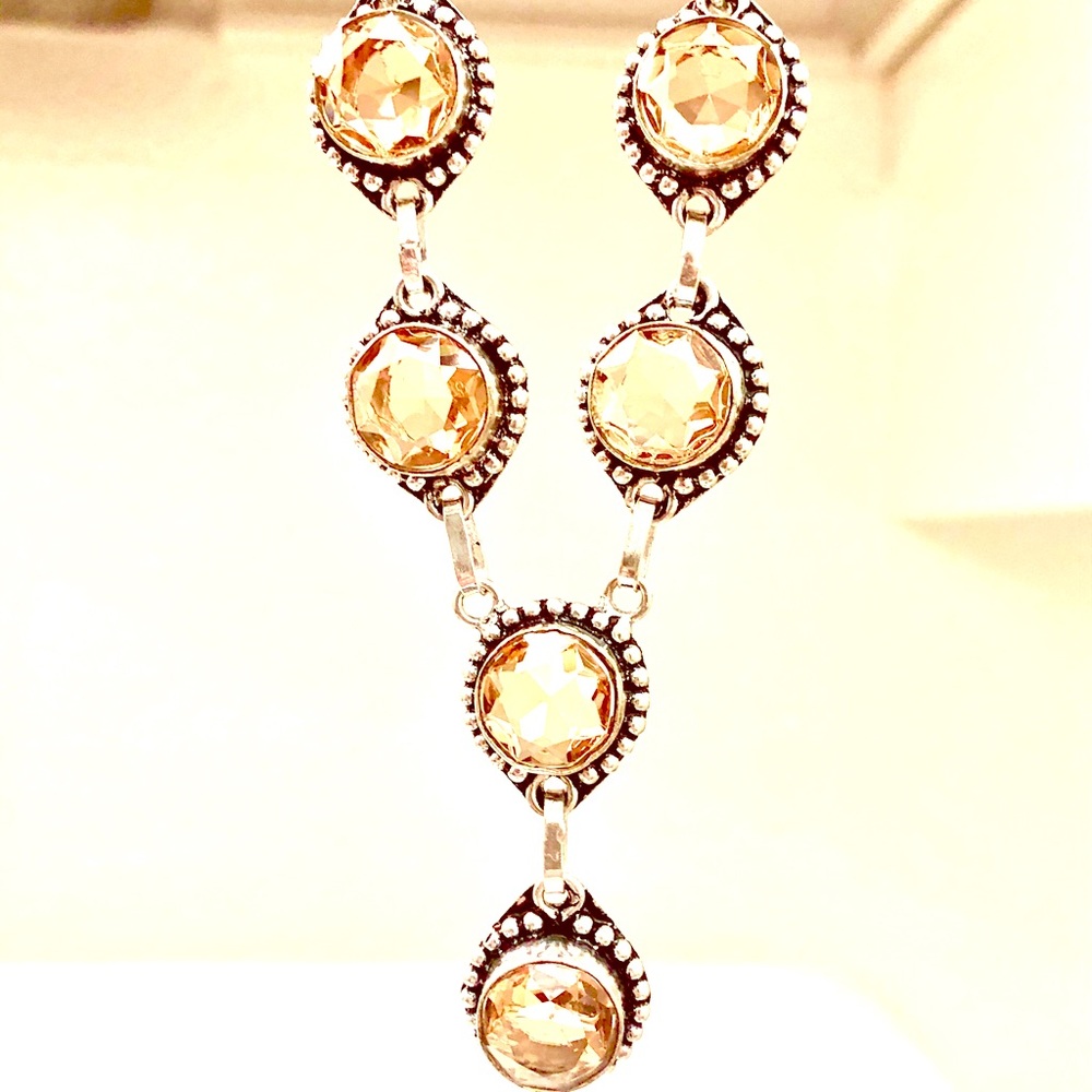 S.S. Pink Champagne Stained Glass Y Necklace